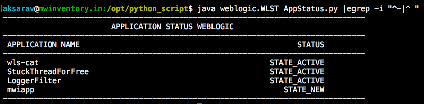 Weblogic Application Status Script Wlst