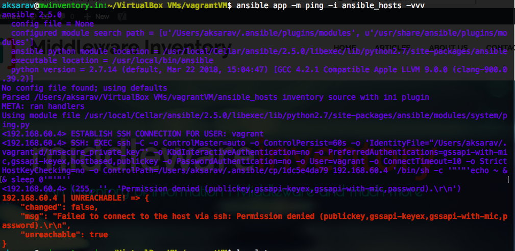 Vagrant Private Key - Ansible Ssh Permission Denied - How To Resolve.