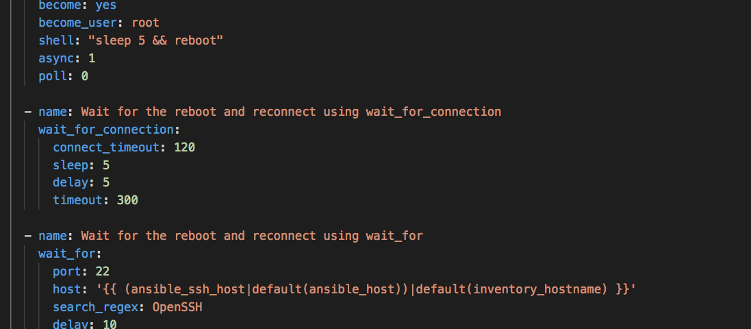 ansible wait for reboot