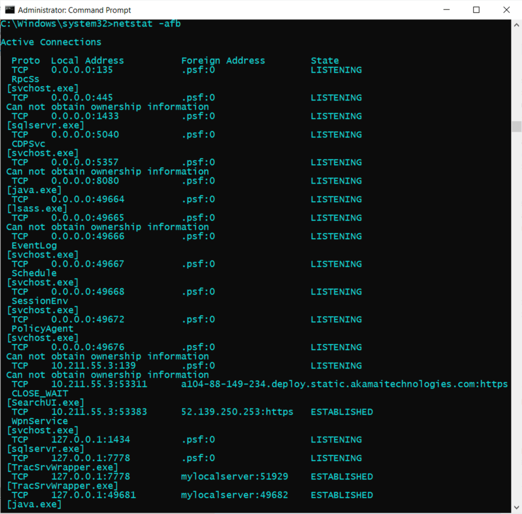 Netstat command windows - Usage and Examples | Devops Junction