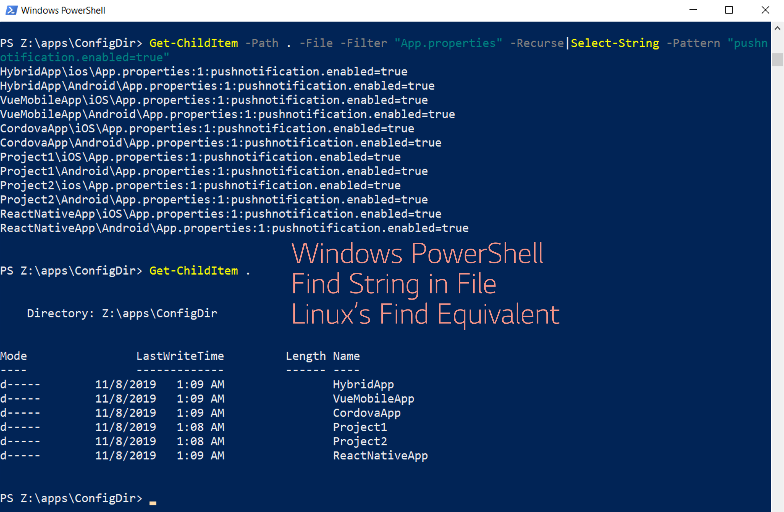 powershell find file with extension