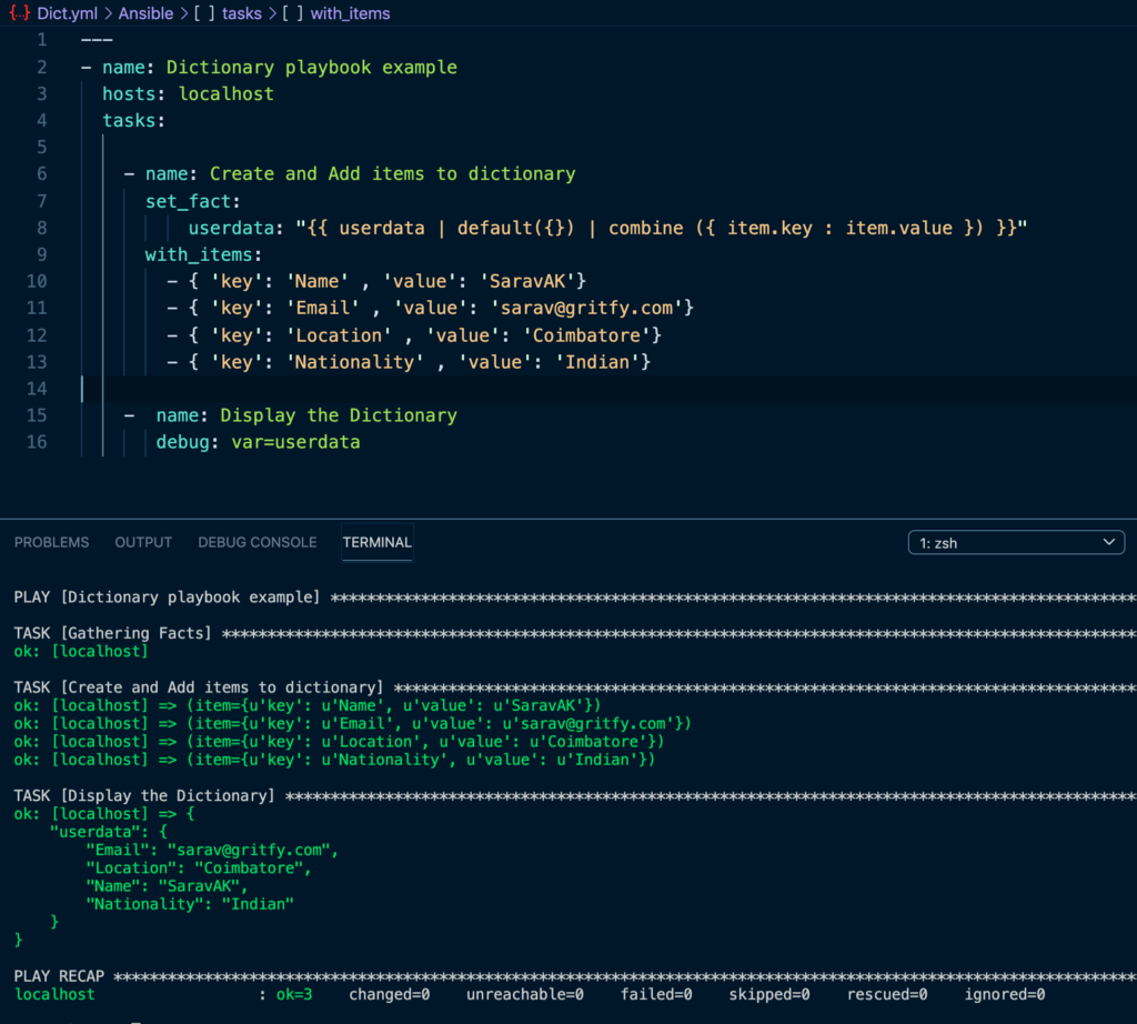 Ansible dictionary how to create and add items to dict devops junction