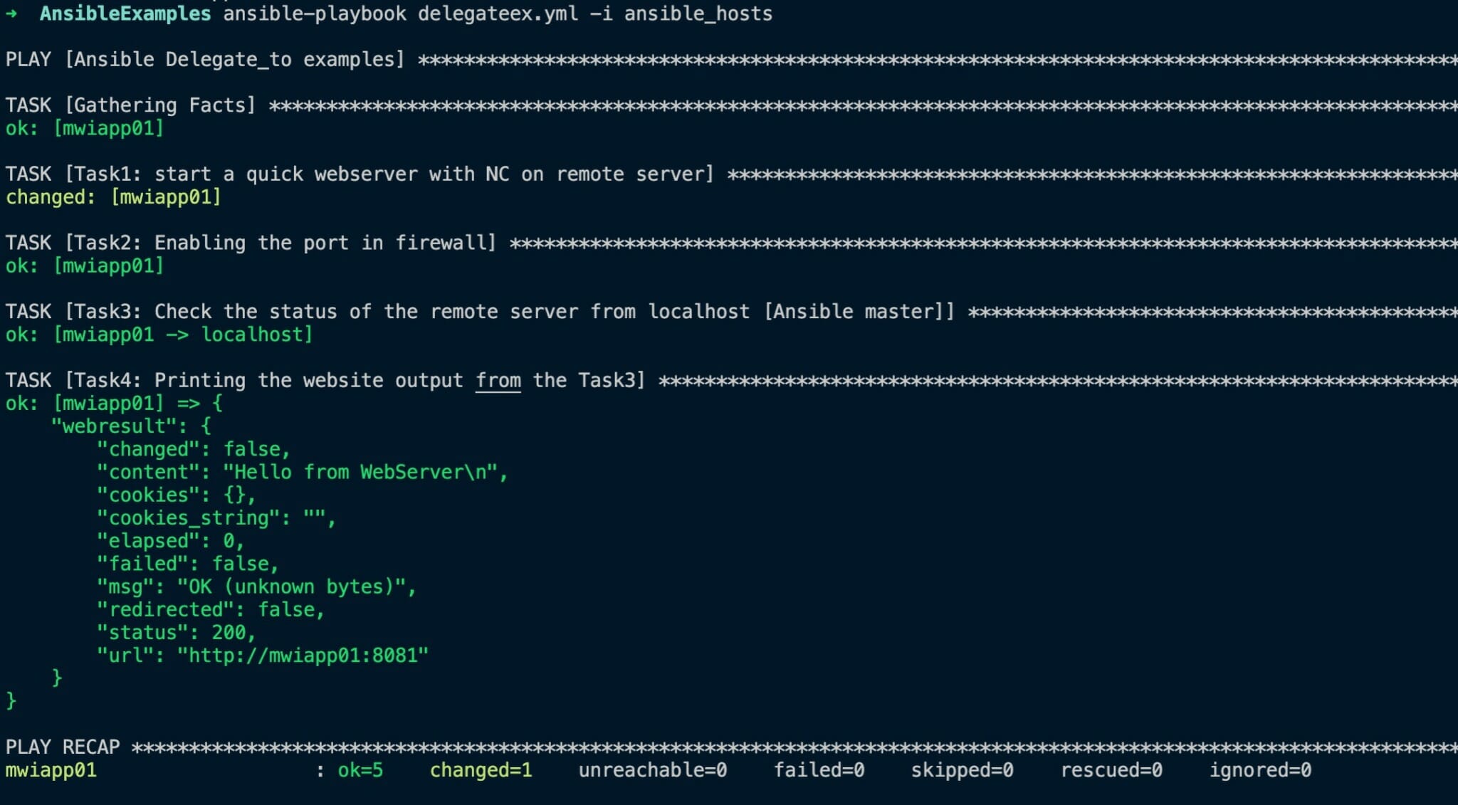 ansible assign task to host