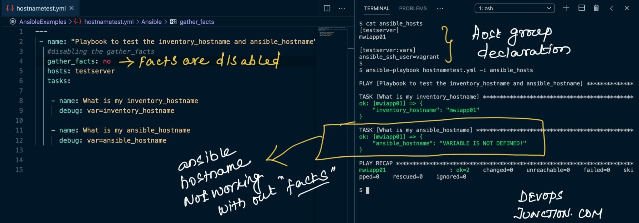 Ansible Inventory_hostname & ansible_hostname Examples Devops Junc