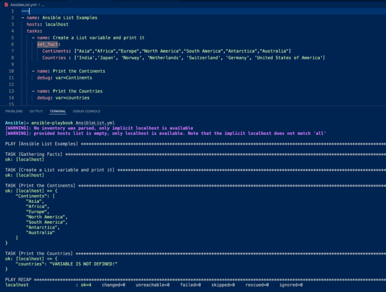 Ansible List Examples - How to create and append items to List