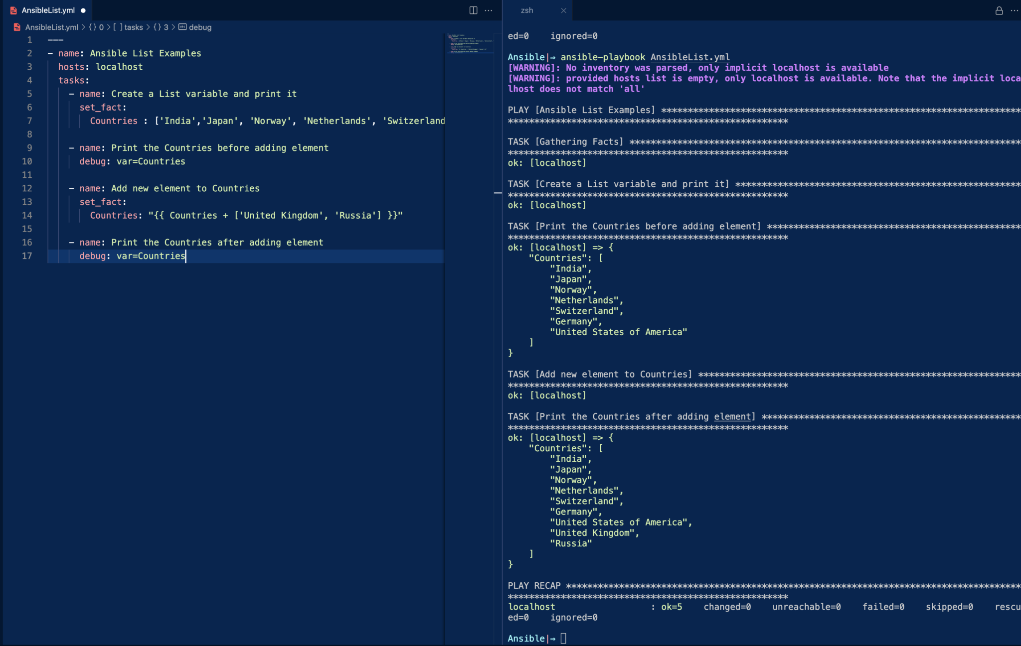 Ansible List Examples - How to create and append items to List