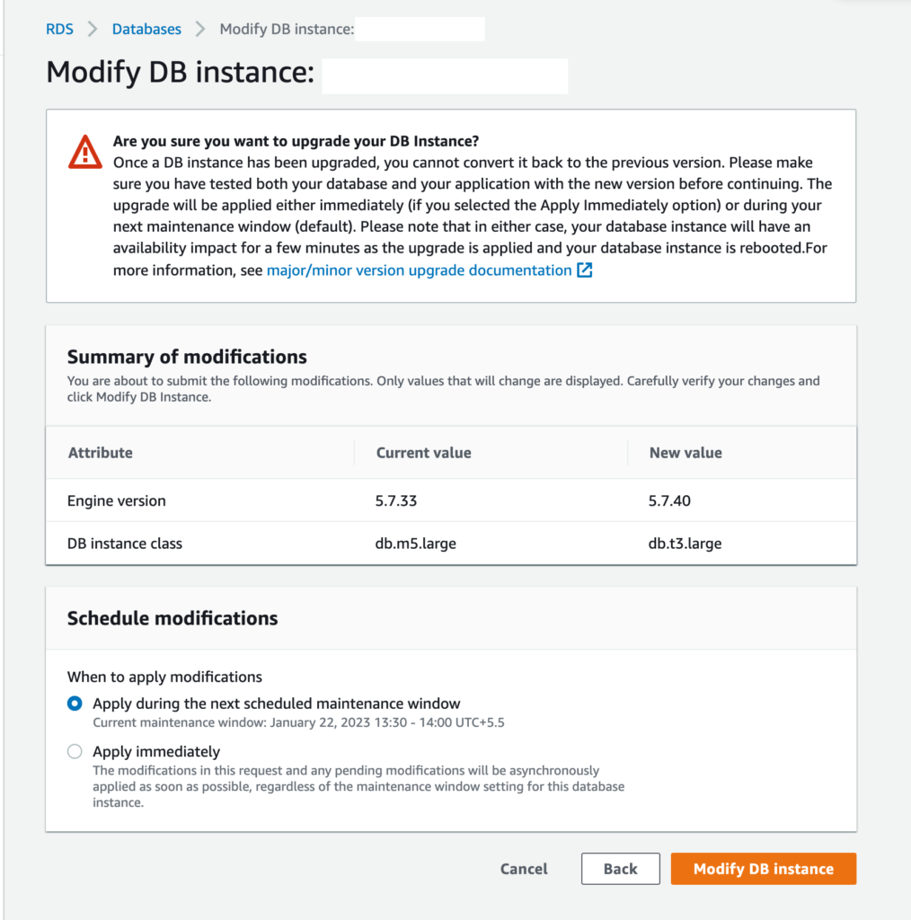 apply pending modification rds