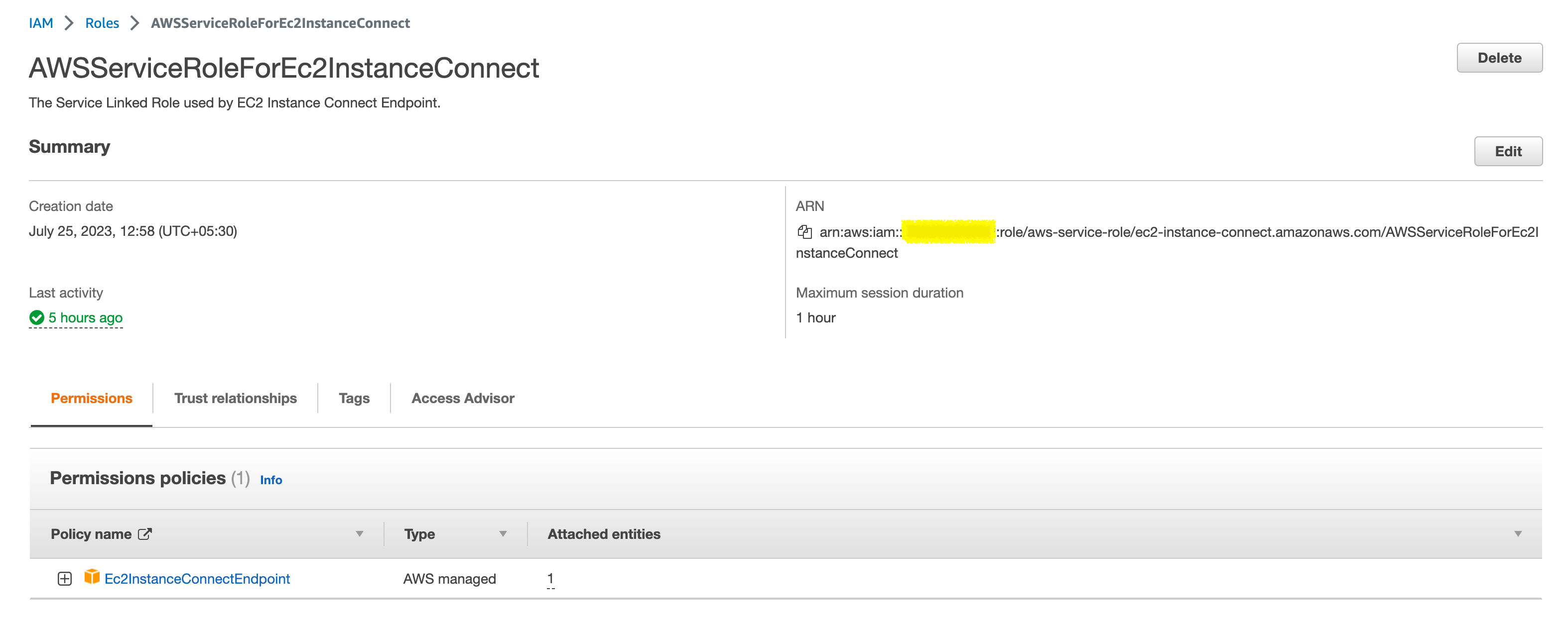 ec2 instance connect service linked role